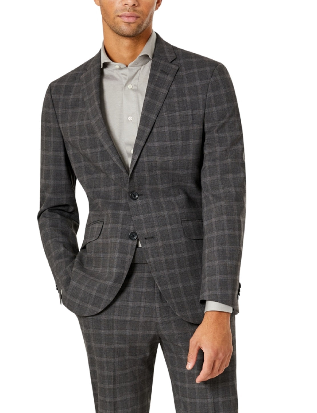 Terno masculino Kenneth Cole Reaction Slim Fit Ready Flex Stretch cinza tamanho 44