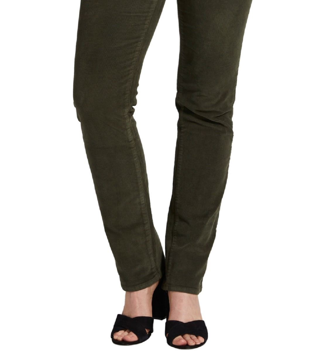 Calça jeans feminina Jag Ruby Straight Leg Veludo cotelê verde tamanho 6x30