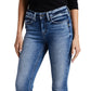 Calça jeans feminina Suki de cintura média e perna reta, tamanho 36x29, azul, da Silver Jeans Co.