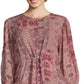 Blusa estampada com cintura franzida feminina John Paul Richard, tamanho grande, roxa