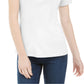 Karen Scott Blusa feminina de manga curta e decote redondo, branca, tamanho grande