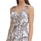 Minivestido feminino Vince Camuto, sem mangas, em mistura de linho, com amarração frontal, branco, tamanho 6
