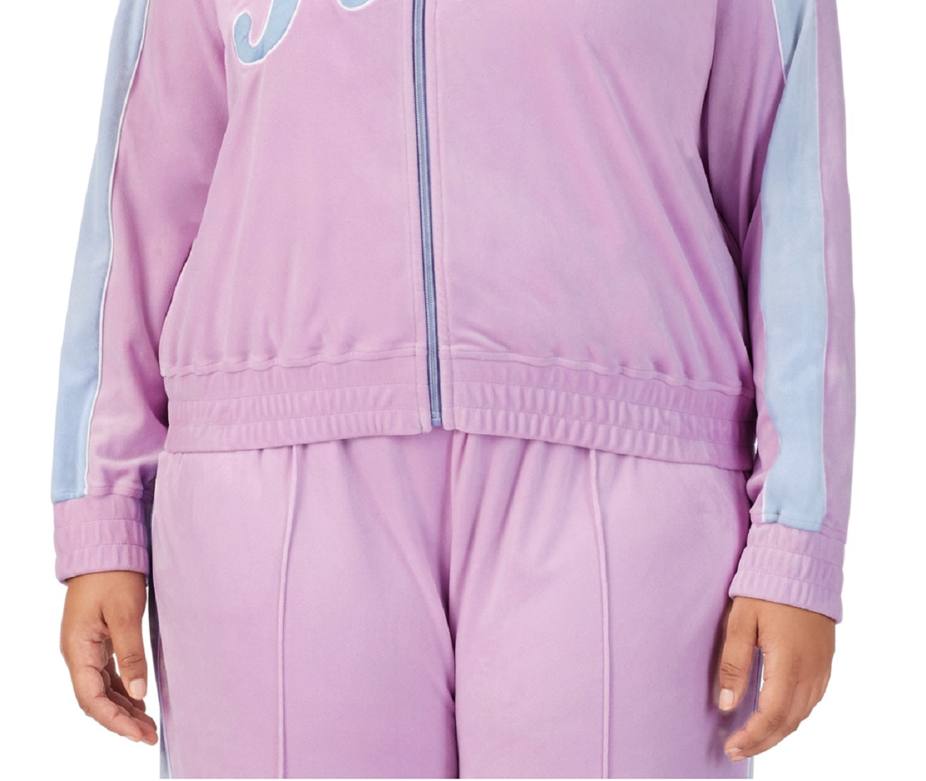 Jaqueta de veludo com zíper frontal e logotipo Valery da Fila feminina, roxa, tamanho 2X