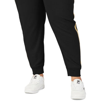Calça jogger feminina Fila Clover Mid Rise com cordão, preta, tamanho 3X