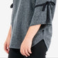 Suéter feminino NY Collection com mangas amarradas e estampa mesclada, cinza, tamanho extragrande