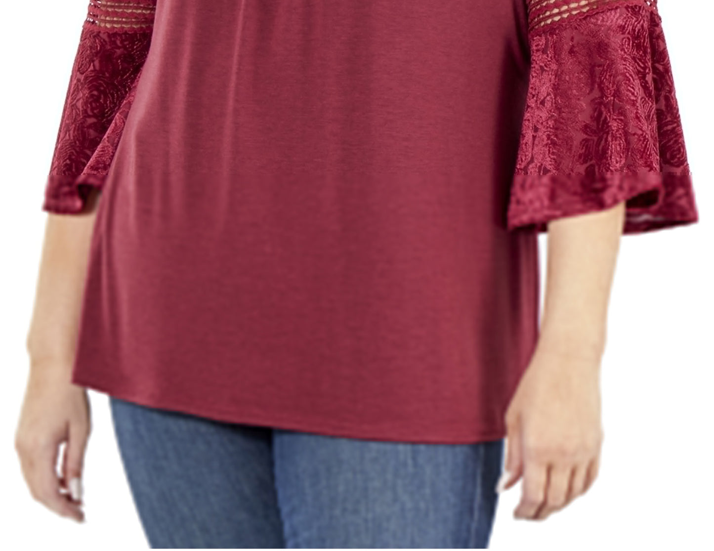 Blusa feminina Devore com acabamento em crochê, tamanho 2X, coleção NY, vermelha
