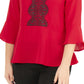 Blusa peplum feminina NY Collection com manga sino 3/4, vermelha, tamanho pequeno grande