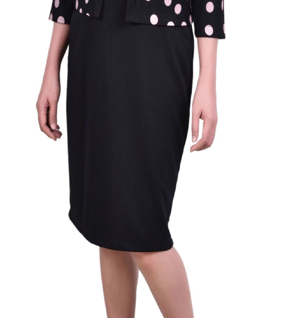 Conjunto de vestido feminino de duas peças com manga 3/4 da NY Collection, preto, tamanho 10
