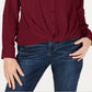 Blusa feminina INC International Concepts com decote aberto e botões, tamanho pequeno, vermelha