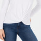 Blusa drapeada frontal torcida feminina Style &amp; Co, branca, tamanho PP