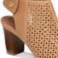 Giani Bernini Plataforma Feminina com Suporte de Arco Perfurado Josieyy Salto Bloco com Biqueira Amêndoa Shootie Marrom Tamanho 11 M