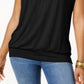 JM Collection Top Feminino Manga Curta Gola V Preto Tamanho P