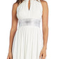 Vestido feminino R &amp; M Richards com decote em forma de fechadura e detalhes em branco, tamanho 6