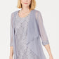 Vestido e jaqueta R &amp; M Richards feminino com bainha de renda, cinza, tamanho 12