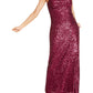 Vestido formal feminino Morgan &amp; Company com recorte de lantejoulas, vermelho, tamanho 11