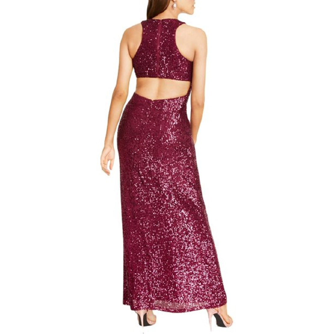 Vestido formal feminino Morgan &amp; Company com recorte de lantejoulas, vermelho, tamanho 11