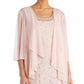 Vestido com contas e jaqueta flyaway feminino R &amp; M Richards, rosa, tamanho 12