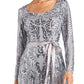 Vestido Godet Embelezado Feminino R &amp; M Richards Prata Tamanho 12