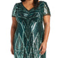 Vestido longo feminino com lantejoulas e contas, verde, tamanho 16W, da R&amp;M Richards