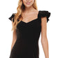Vestido justo feminino City Studios, de malha, com mangas franzidas, preto, tamanho 15