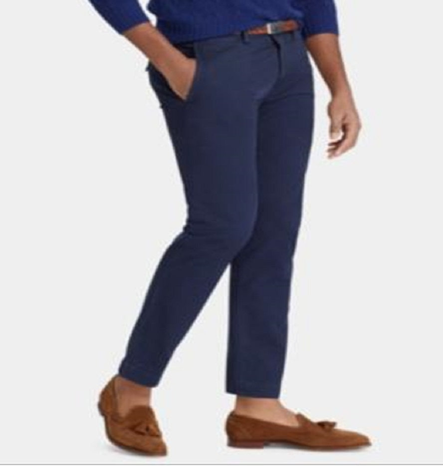 Calça Polo Ralph Lauren Masculina Slim Fit Algodão Sarja Elástica Azul Tamanho 38X34