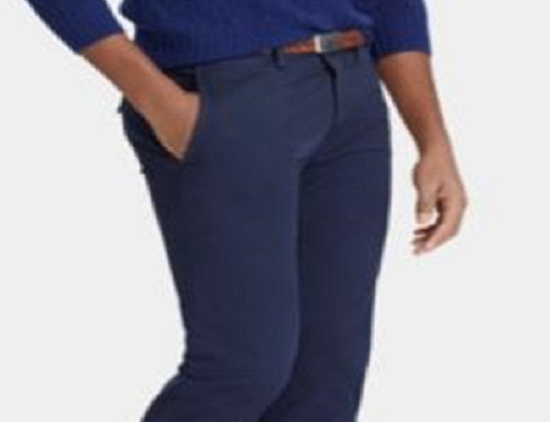 Calça Polo Ralph Lauren Masculina Slim Fit Algodão Sarja Elástica Azul Tamanho 38X34