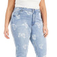 Calça jeans feminina com estampa de borboleta da Tinseltown Trendy, azul, tamanho 18W