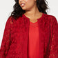 Casaco cardigan feminino Anne Klein com renda colada, vermelho, tamanho 18W