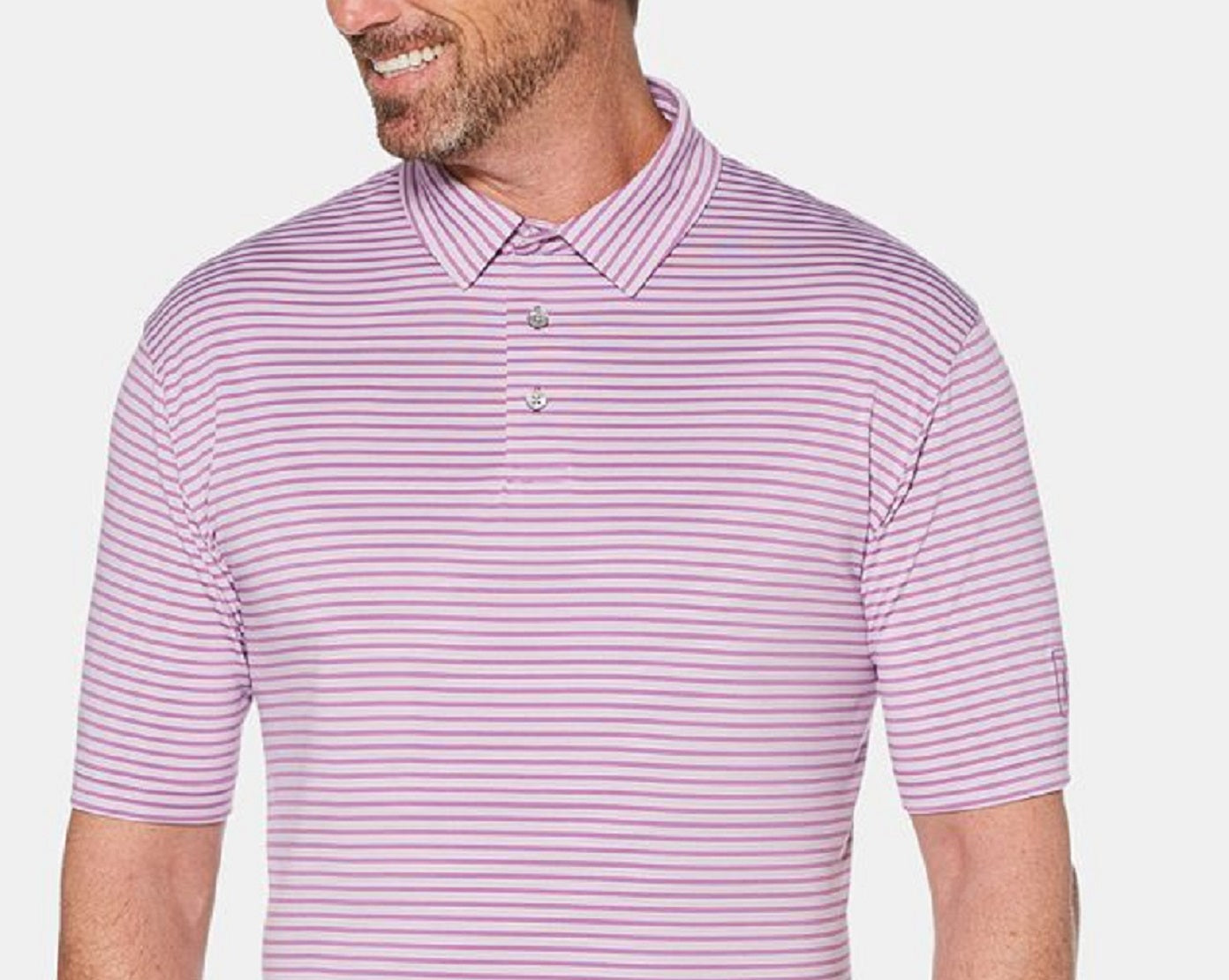 Camisa polo masculina listrada de manga curta PGA Tour, roxa, tamanho XX-G