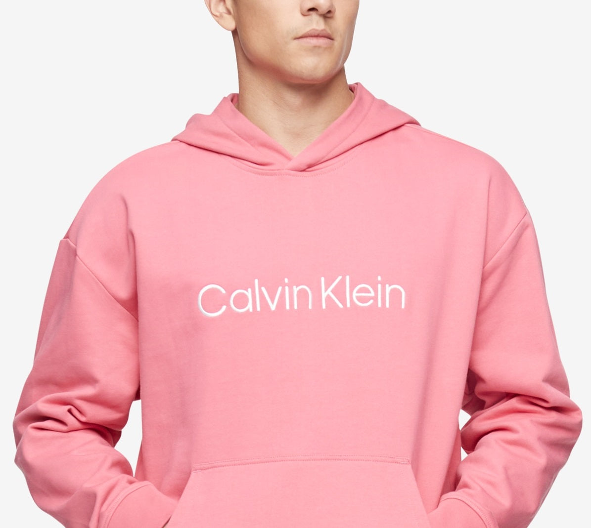 Calvin Klein Masculino Relaxed Fit Standard Logo Terry Hoodie Rosa Tamanho Médio
