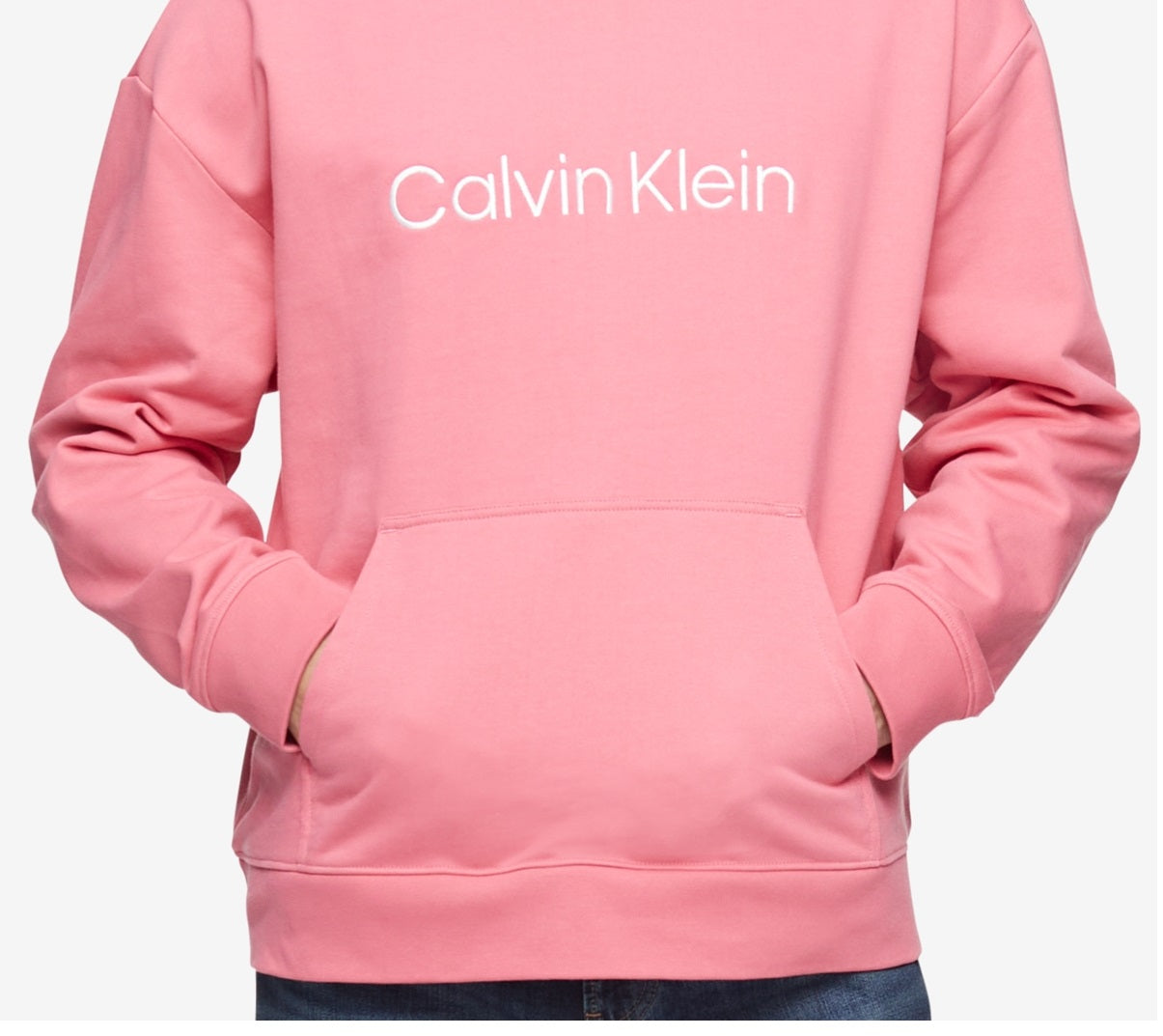 Calvin Klein Masculino Relaxed Fit Standard Logo Terry Hoodie Rosa Tamanho Médio