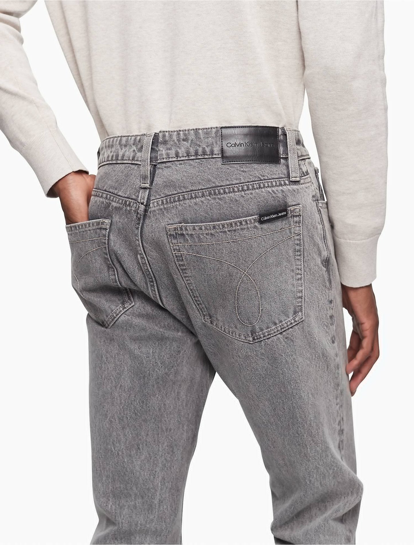 Calça Jeans Calvin Klein Masculina Slim Straight Fit Stretch Cinza Tamanho 32X32