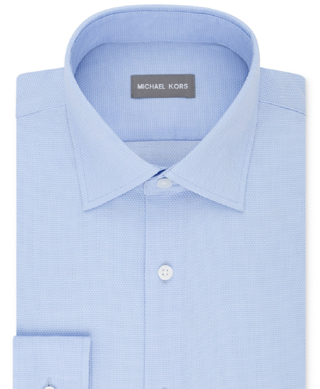 Camisa social masculina Michael Kors Regular Fit Airsoft sem passar a ferro, azul, tamanho 16,5 x 32 x 33