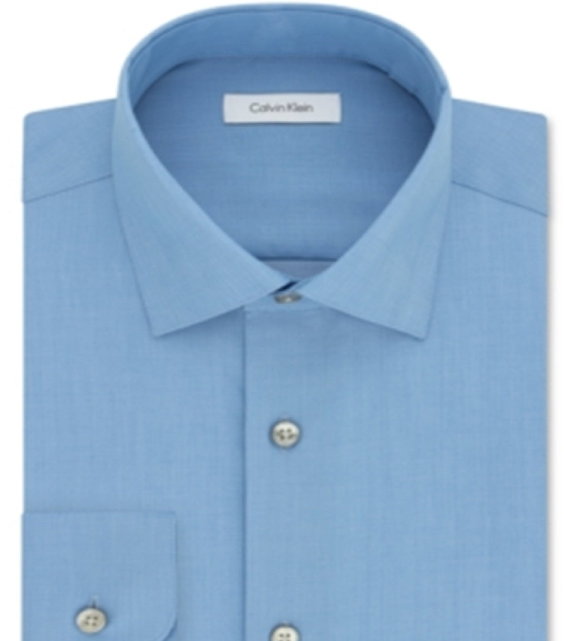 Camisa social masculina Calvin Klein Classic Fit sem passar a ferro, com padrão espinha de peixe, azul, tamanho 19/35-36