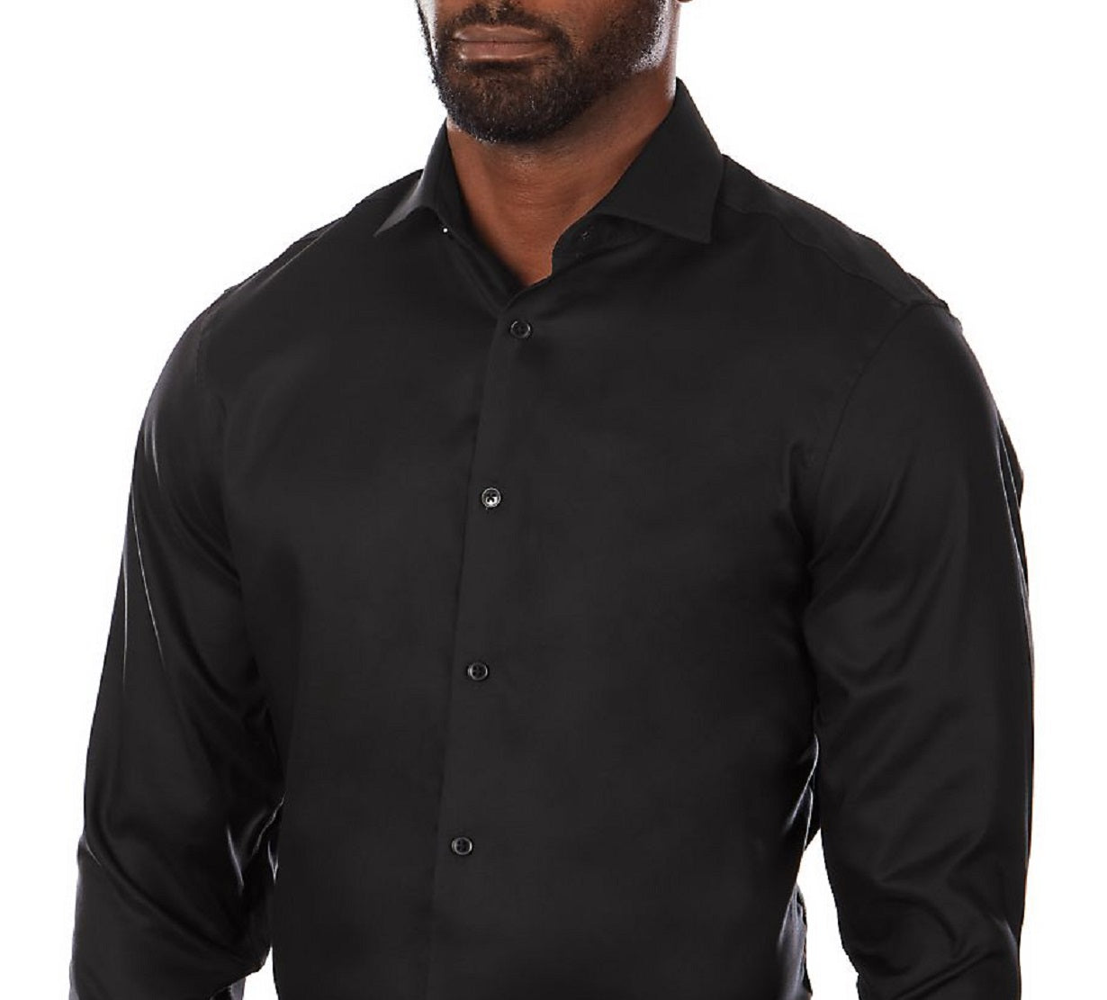 Camisa social masculina Calvin Klein Slim Fit Stretch, preta, tamanho 15,5 x 34 x 35