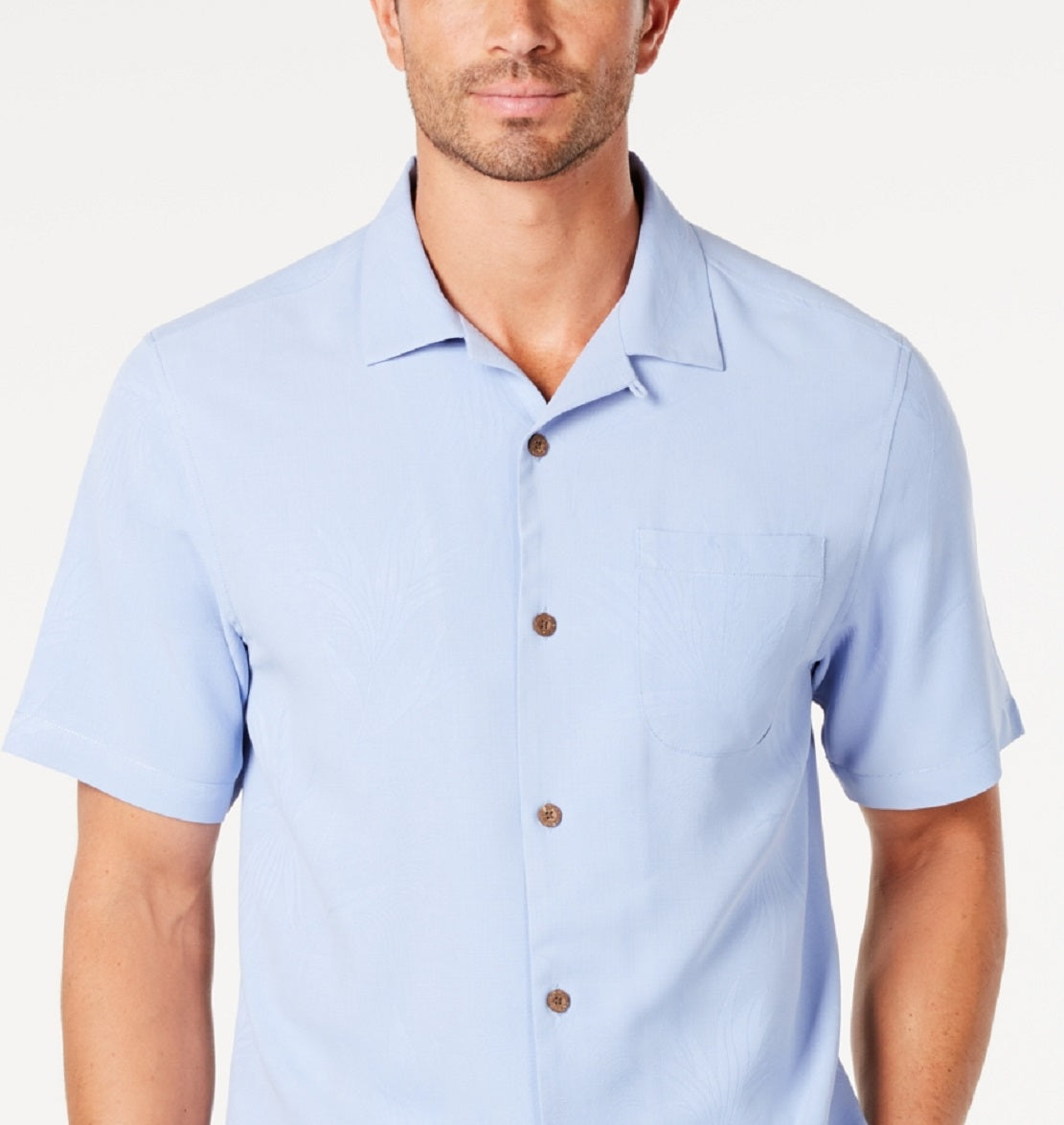 Camisa de seda Tommy Bahama Weekend Tropics masculina, azul, tamanho grande