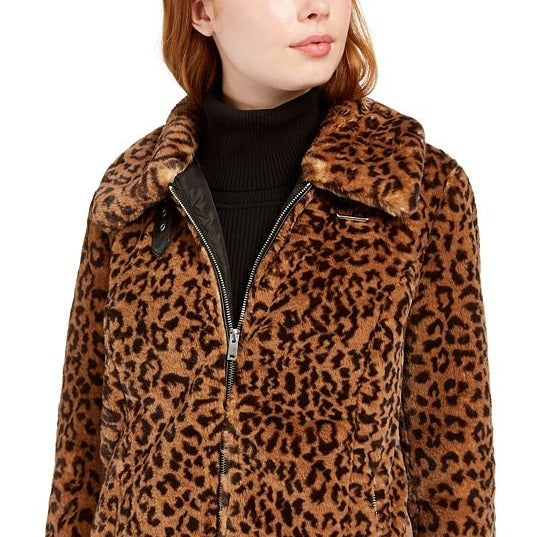 Casaco de pele sintética com zíper frontal BCX Junior, marrom, tamanho grande