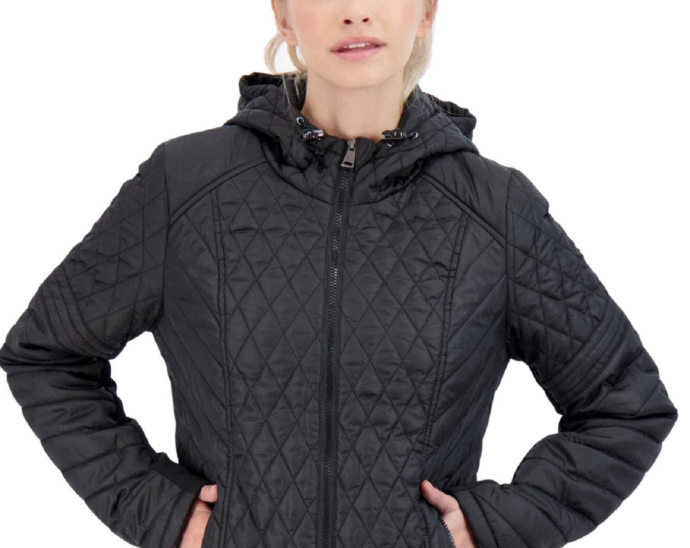 Capa de chuva acolchoada com capuz Sebby Junior, preta, tamanho pequeno