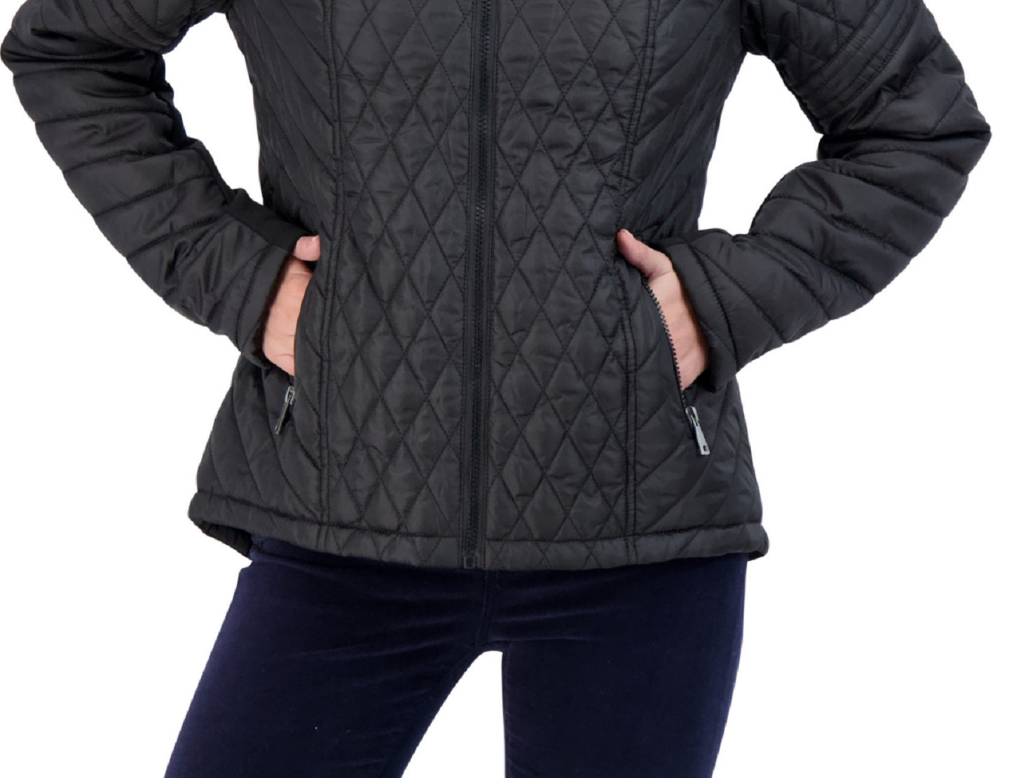 Capa de chuva acolchoada com capuz Sebby Junior, preta, tamanho pequeno