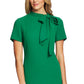 Vestido feminino CeCe com decote em arco e manga curta, verde, tamanho 12