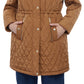Casaco acolchoado com capuz e gola de pele sintética Michael Kors feminino, marrom, tamanho 1X