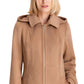 Casaco feminino Michael Kors com capuz e gola entalhada, marrom, tamanho XX-S