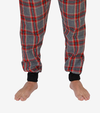 Calça de moletom masculina de flanela para membros, cinza, tamanho extragrande