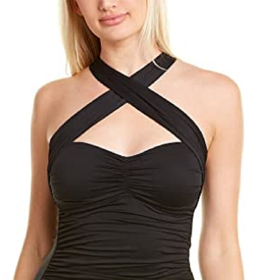 Maiô feminino La Blanca Island Goddess conversível, top tankini, preto, tamanho 10