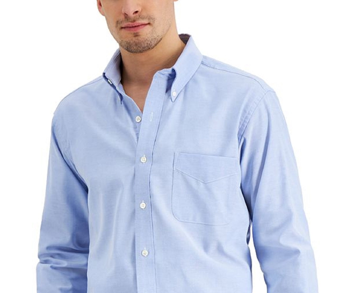 Camisa social masculina Club Room Regular Fit Algodão Oxford Azul Tamanho 15,5X34X35