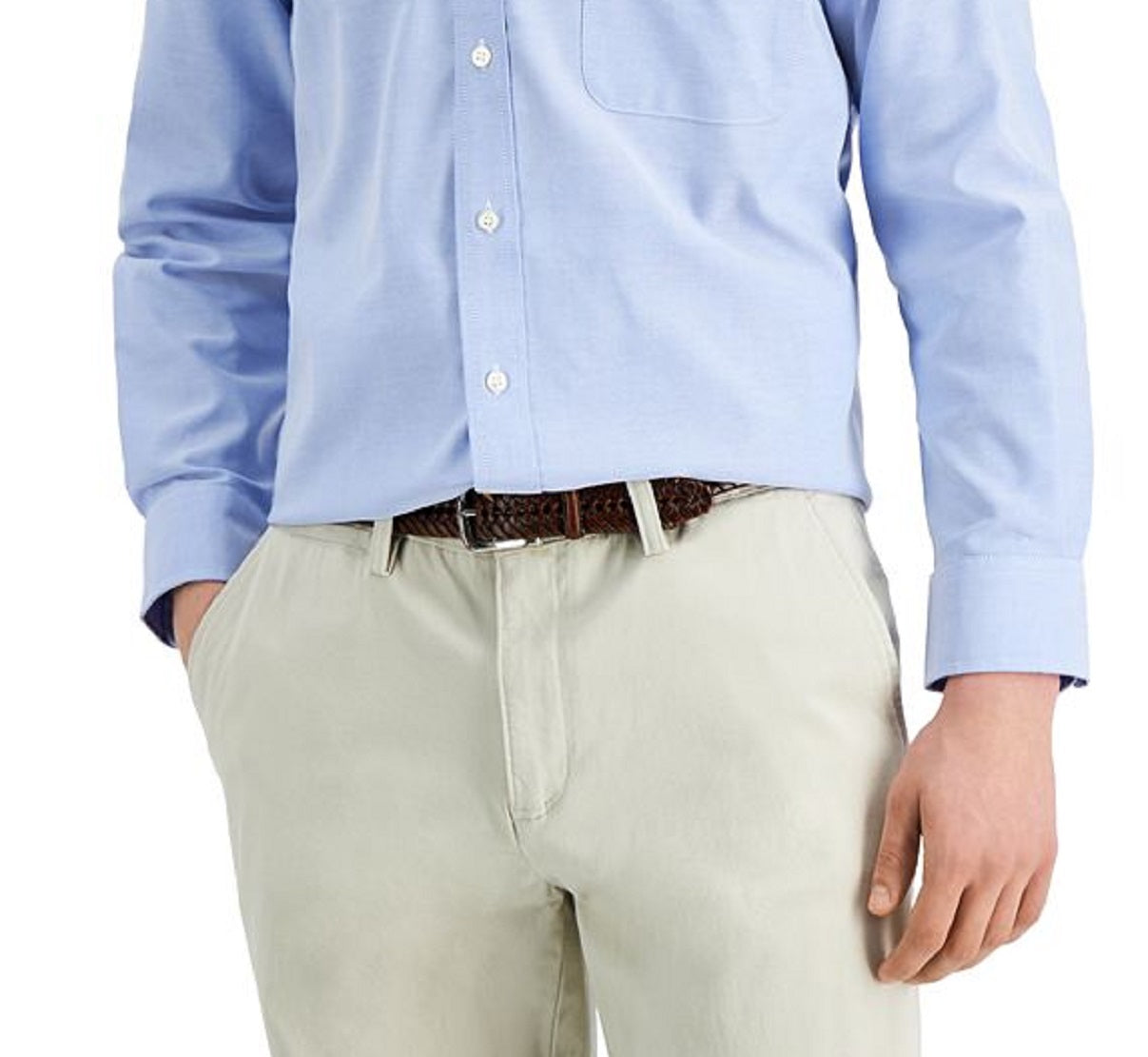 Camisa social masculina Club Room Regular Fit Algodão Oxford Azul Tamanho 15,5X34X35