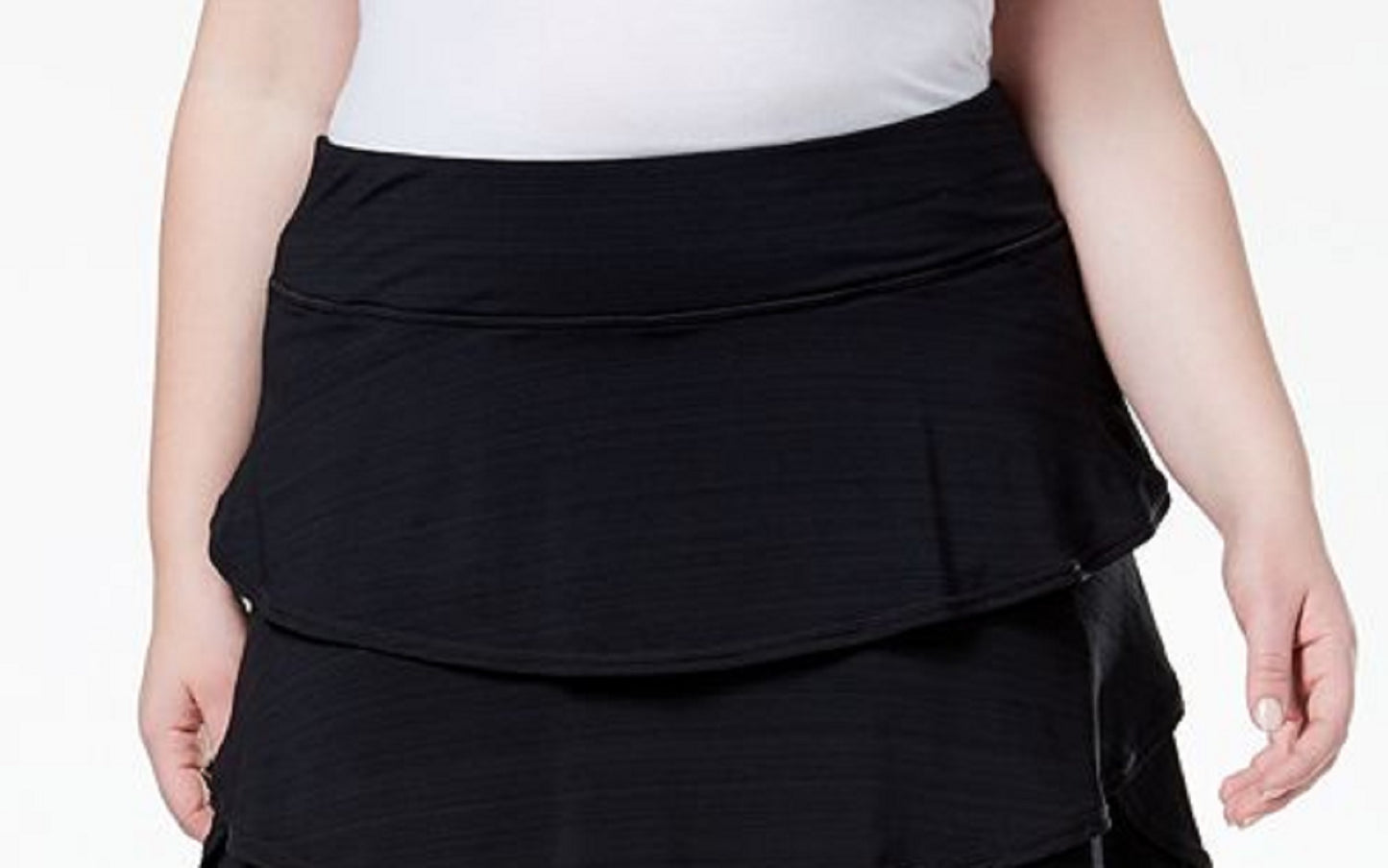 ID Ideology Saia-calça Plus Size Feminina Preta com Babados Tamanho 1X