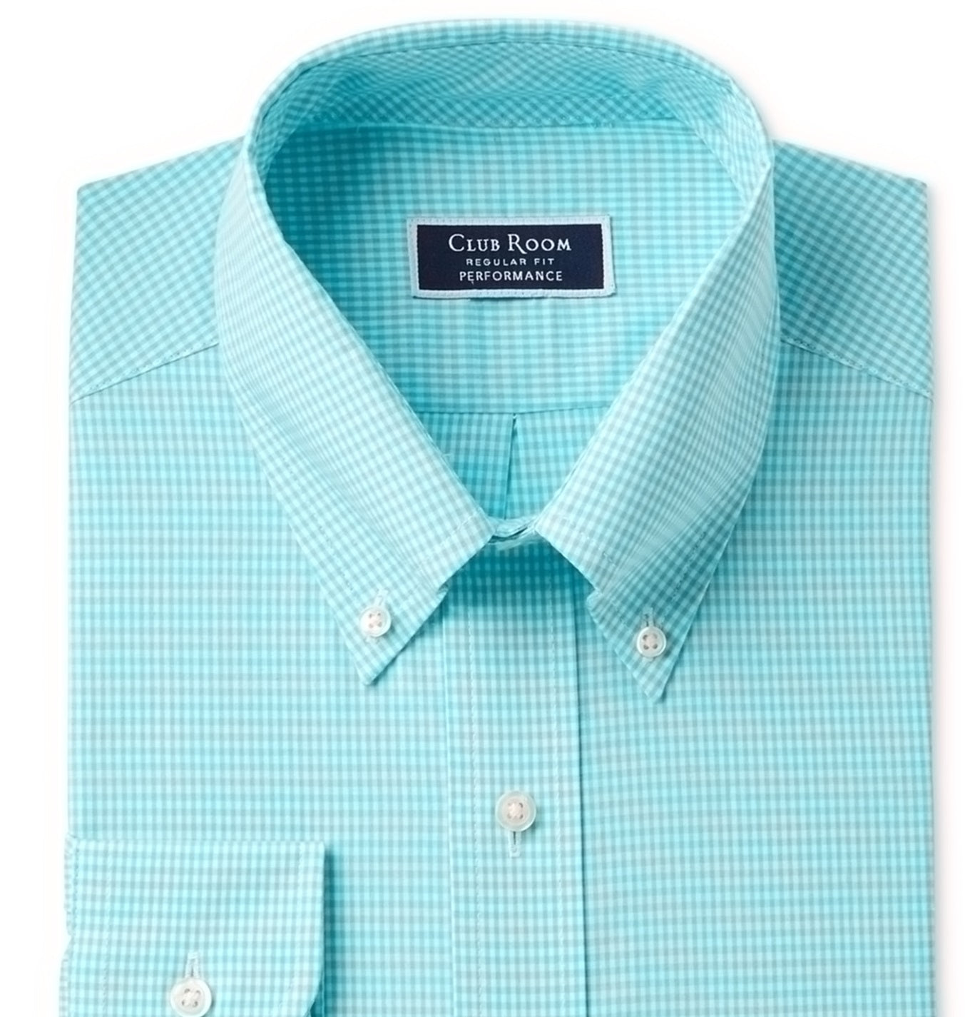 Camisa social masculina Club Room Performance com botões, azul, tamanho 16x34-35