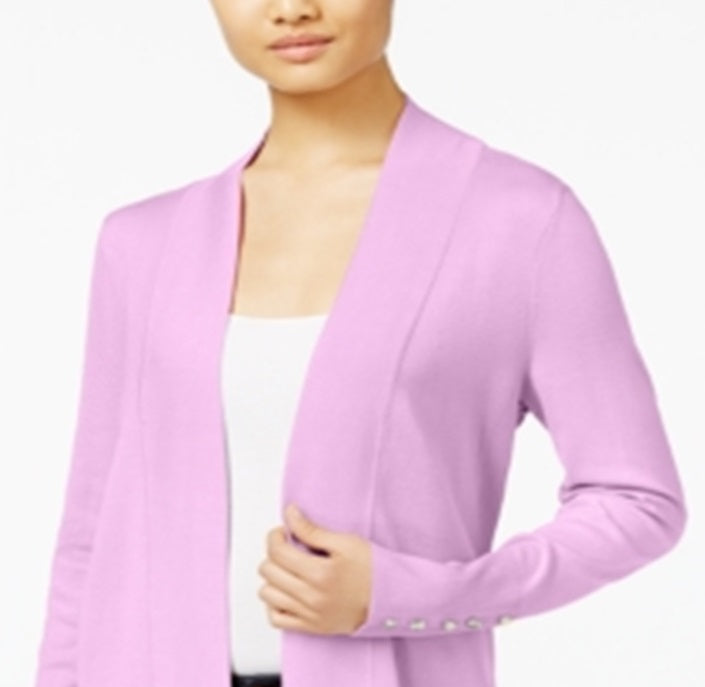 Cardigan feminino JM Collection com frente aberta, roxo, tamanho pequeno