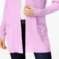 Cardigan feminino JM Collection com frente aberta, roxo, tamanho pequeno